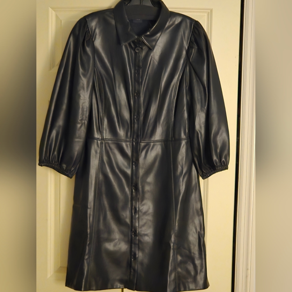 NWT GAP Women's Size L Black Leather Dress